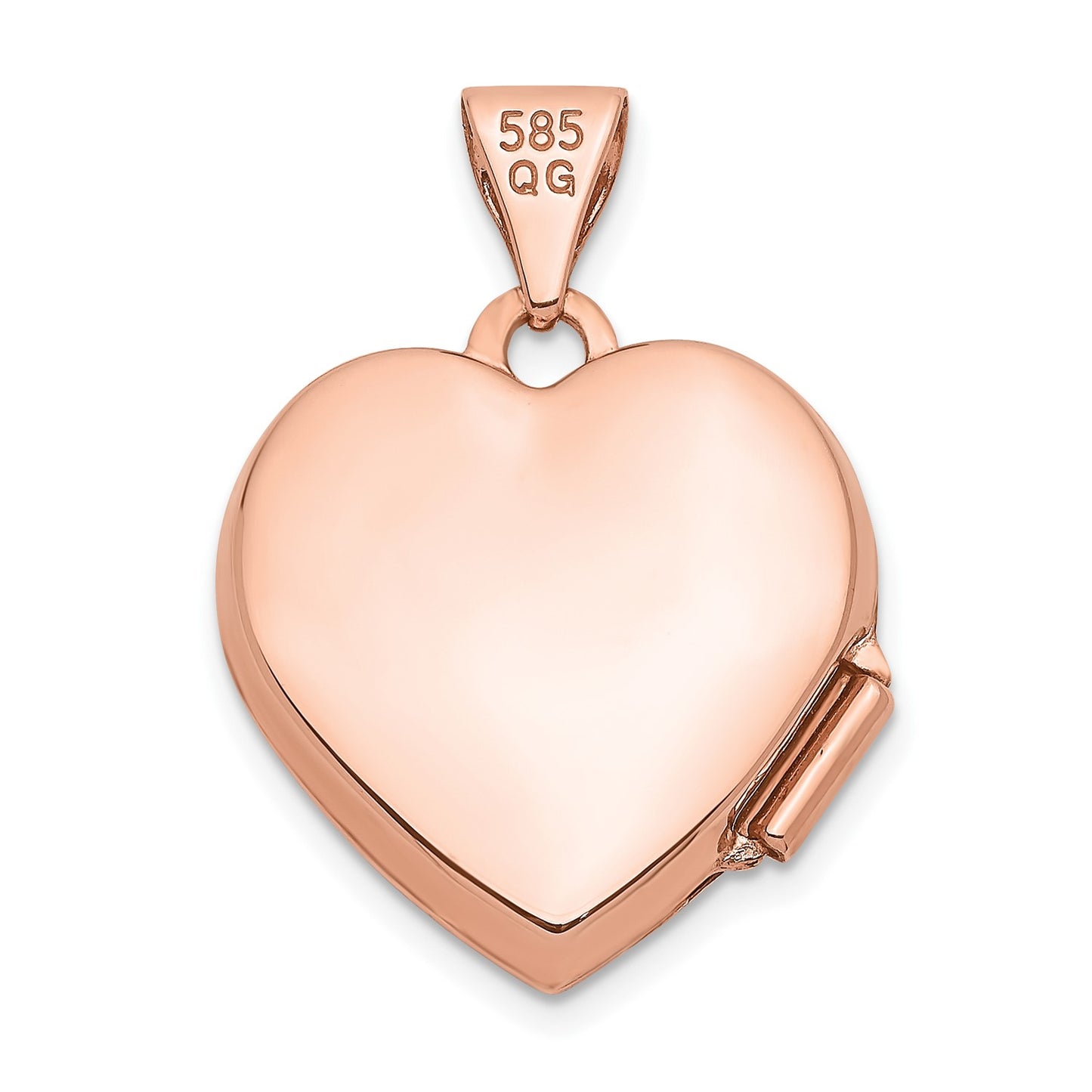 GL 14k Rose Gold Textured Double Heart Scroll Design 15mm Heart Locket