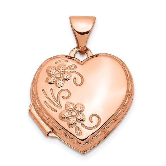 GL 14k Rose Gold 15mm Reversible Heart Locket