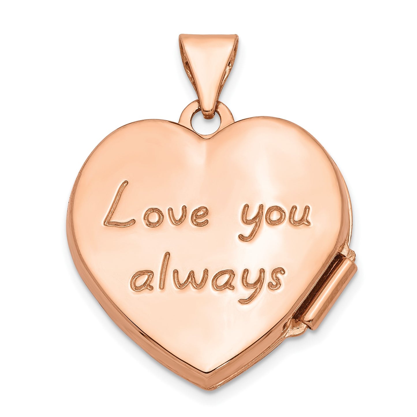 GL 14k Rose Gold 18mm Scrolled Love You Always Heart Locket