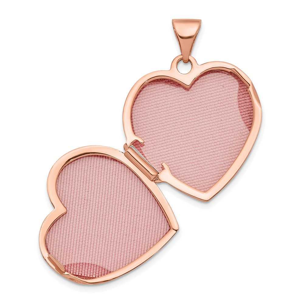 GL 14k Rose Gold Scrolled Design Reverses to LOVE YOU ALWAYS Script 18mm Heart Locket
