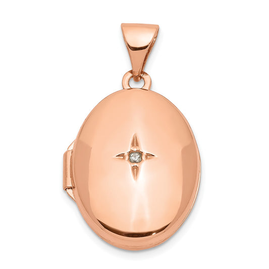 GL 14k Rose Gold 17mm Diamond Oval Locket