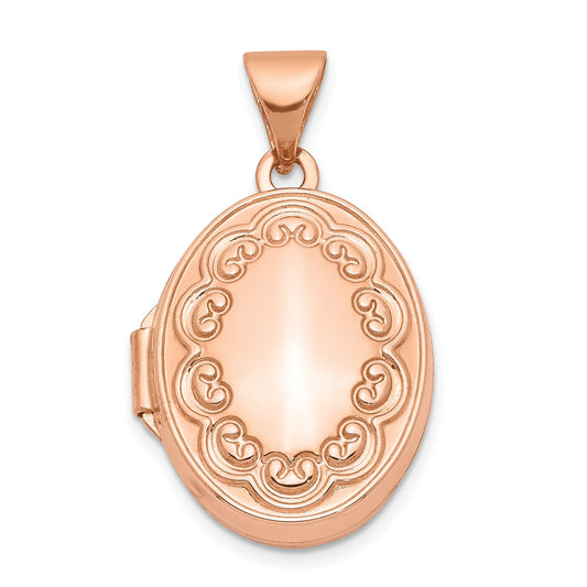 GL 14k Rose Gold 17mm Scroll Oval Locket