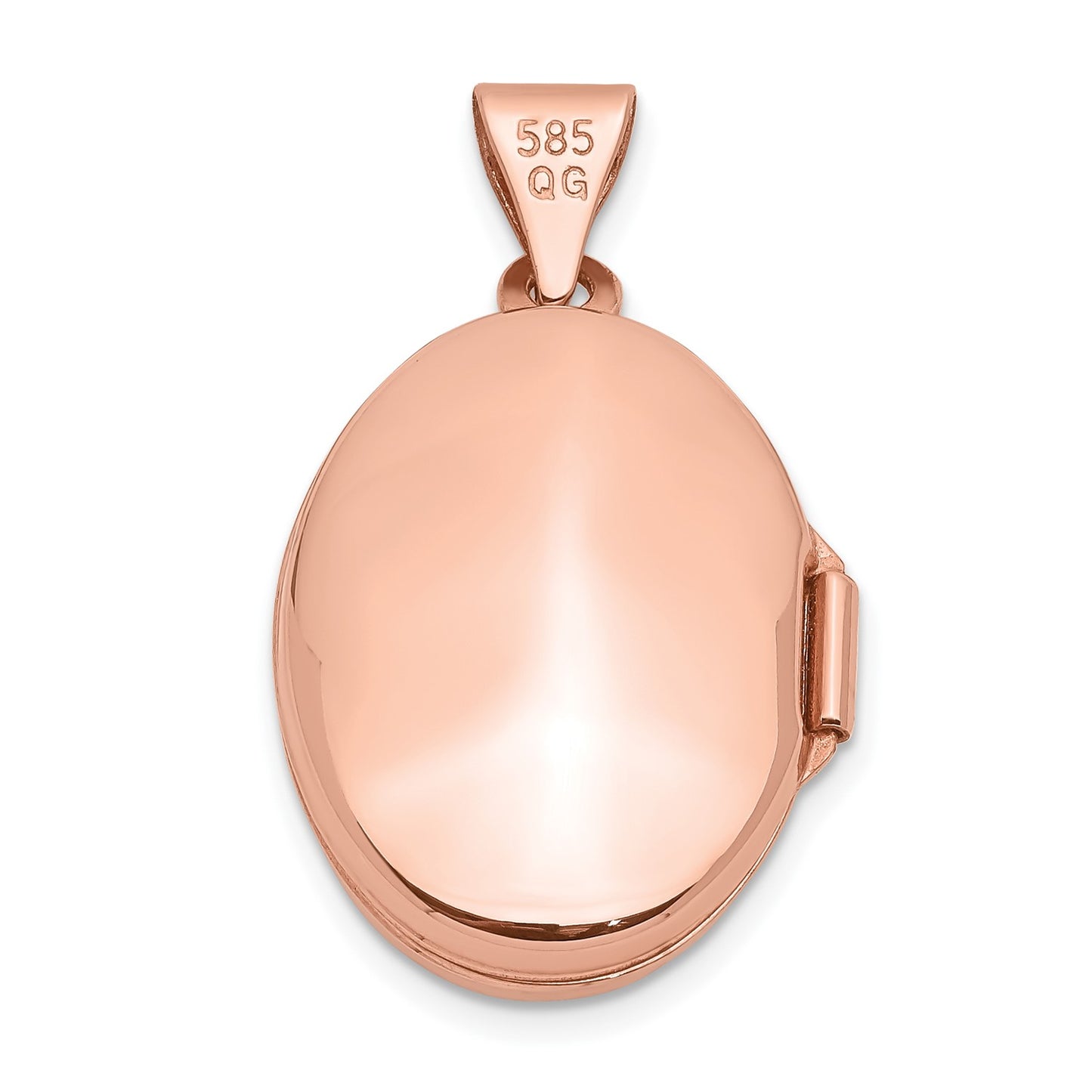 GL 14k Rose Gold Polished 17mm Plain Oval Locket