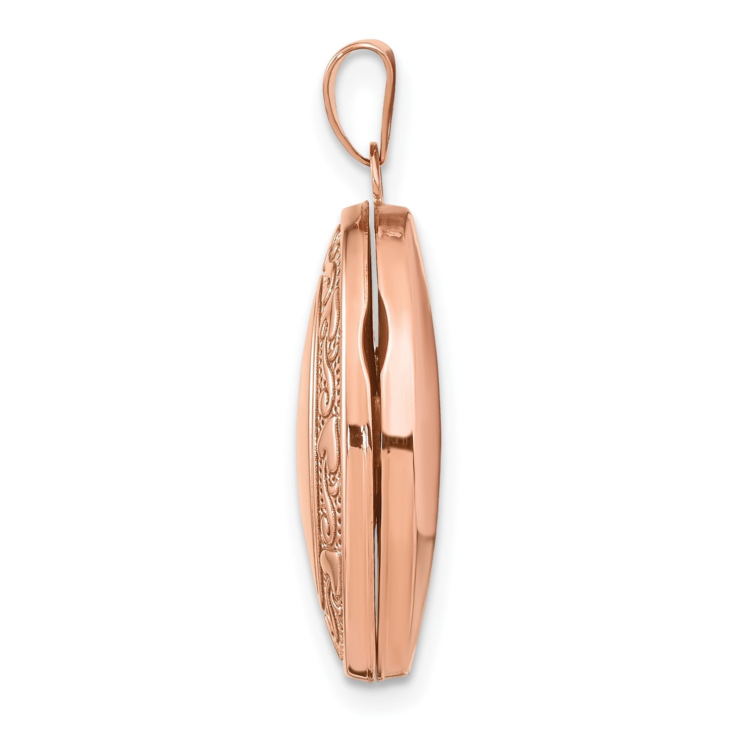 GL 14k Rose Gold Heart Design Border 21mm Oval Locket