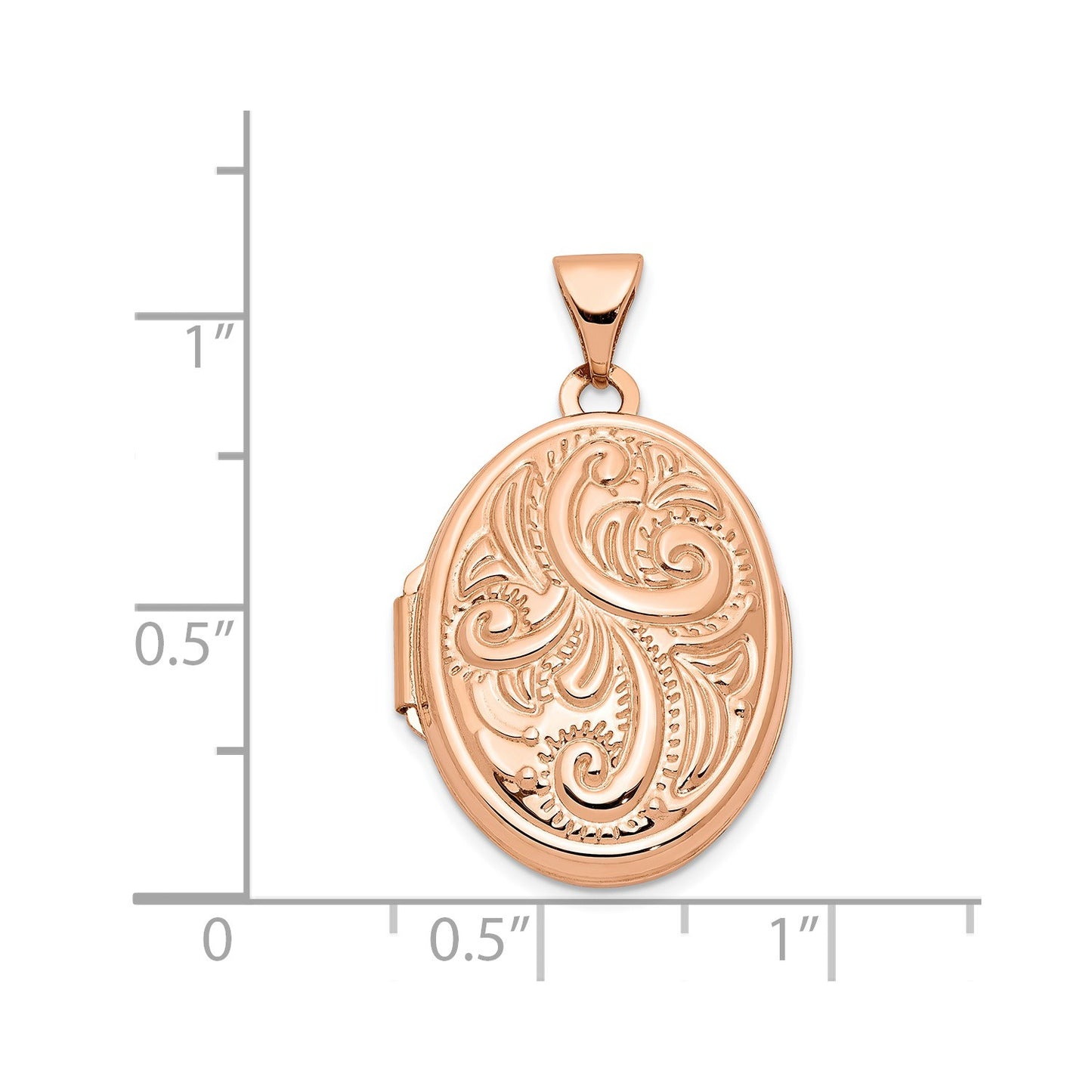 GL 14k Rose Gold Scroll Design 21mm Oval Locket