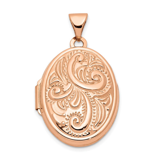 GL 14k Rose Gold Scroll Design 21mm Oval Locket