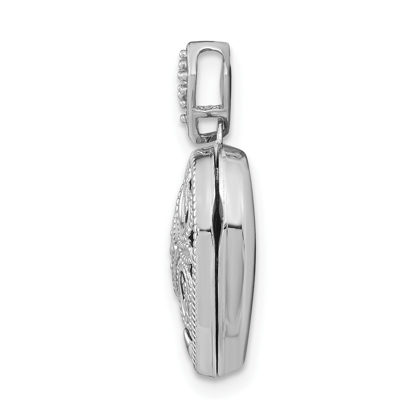 DL 14k White Gold Diamond Vintage 15mm Heart Locket