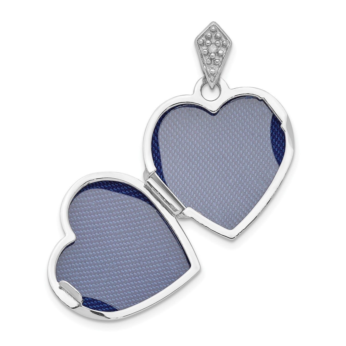 DL 14k White Gold Diamond Vintage 15mm Heart Locket