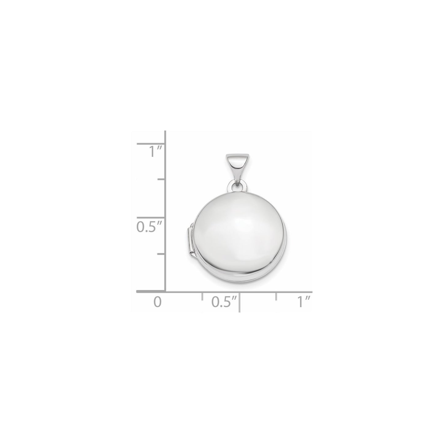 GL 14k White Gold Polished Domed 16mm Round Locket