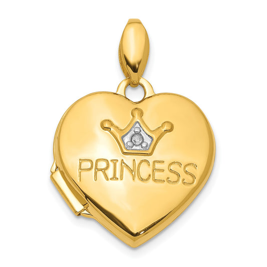 DL 14KY Diamond 16mm Princess Locket Pendant
