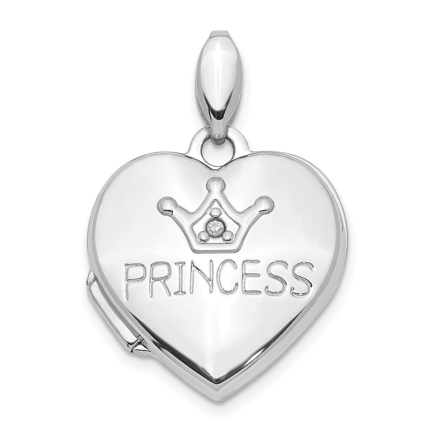 DL 14K White Gold Diamond 16mm Princess Locket Pendant