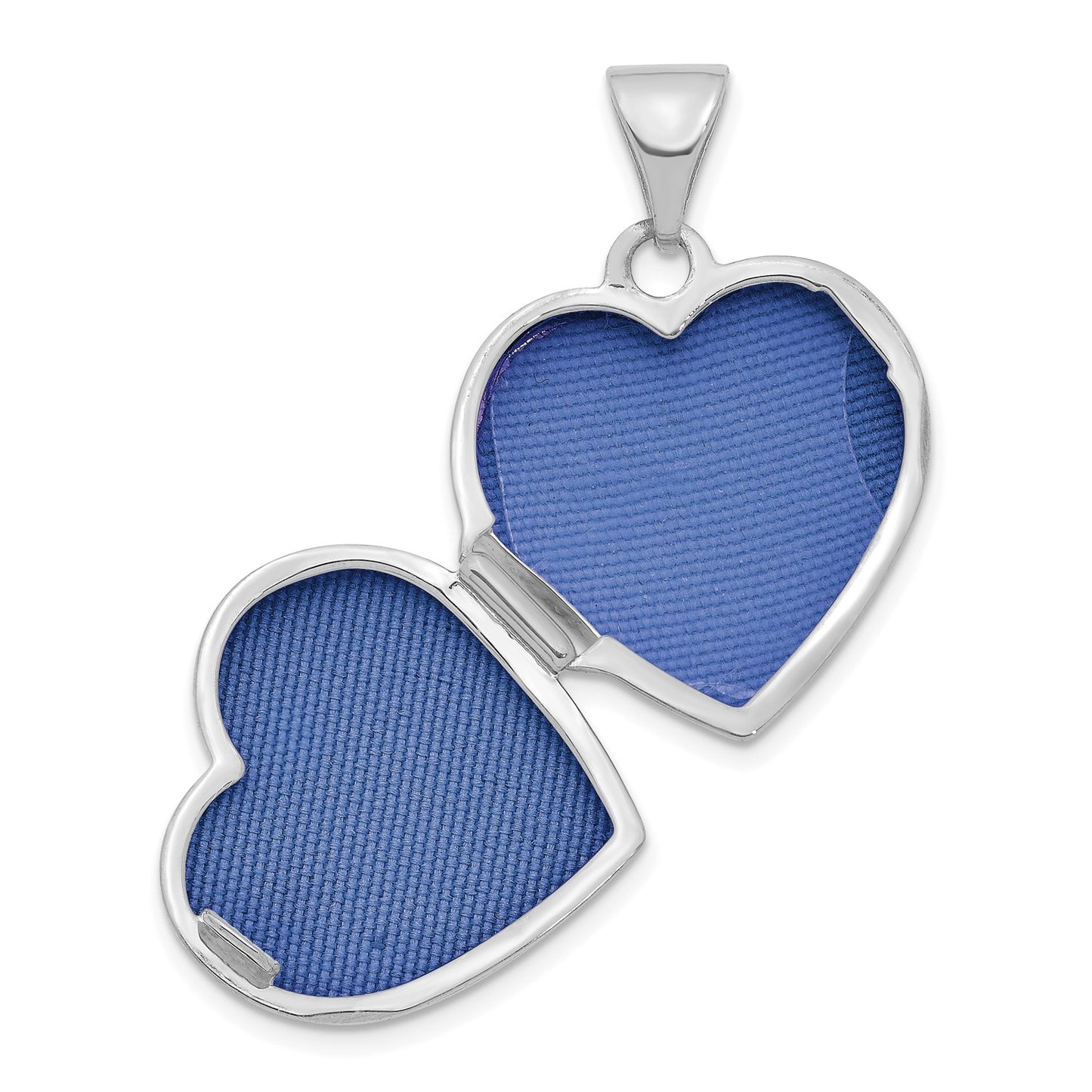 DL 14K White Gold with Diamond 16mm Heart Locket Pendant