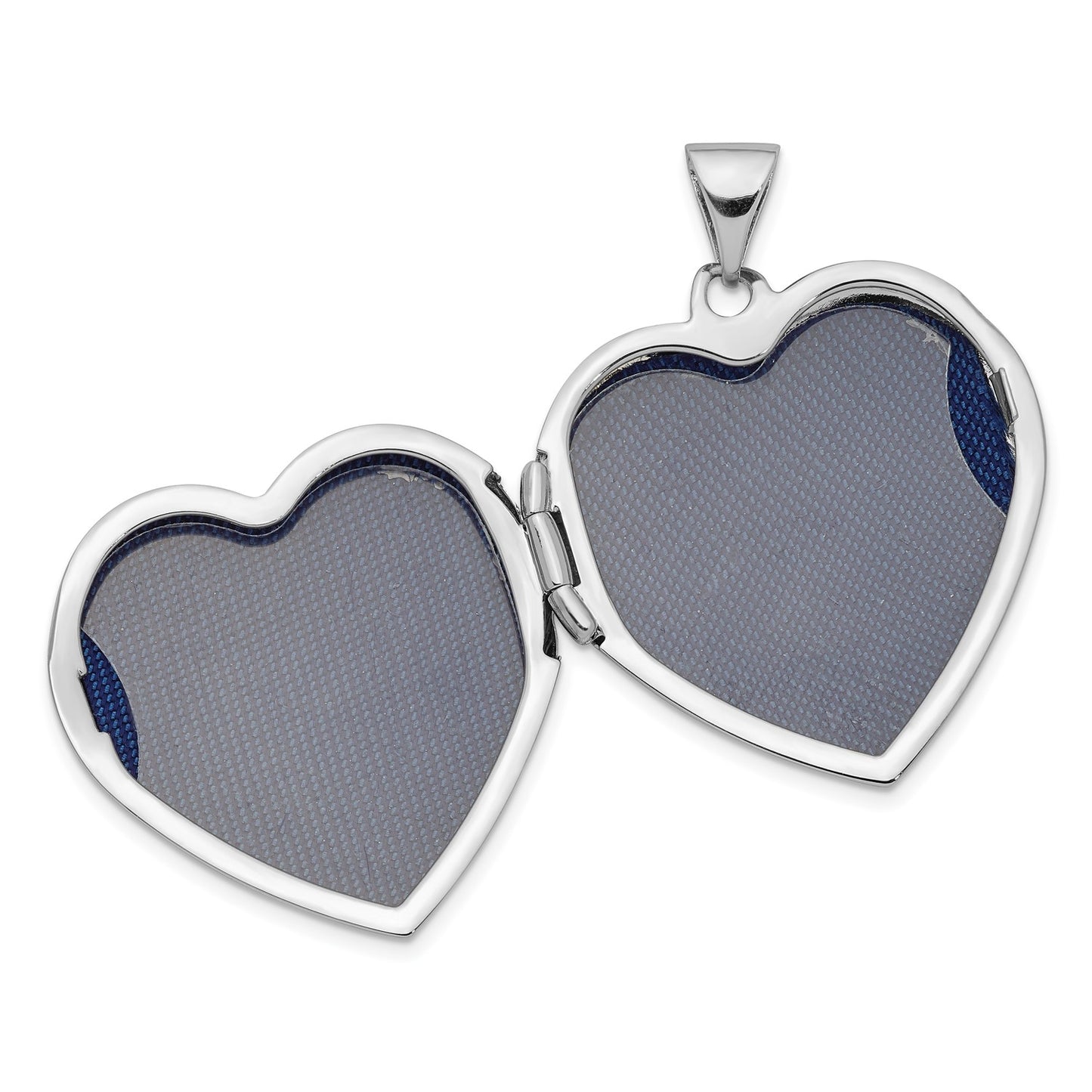 GL 14K White Gold w/ Rose Rhodium 22mm Heart Locket Pendant