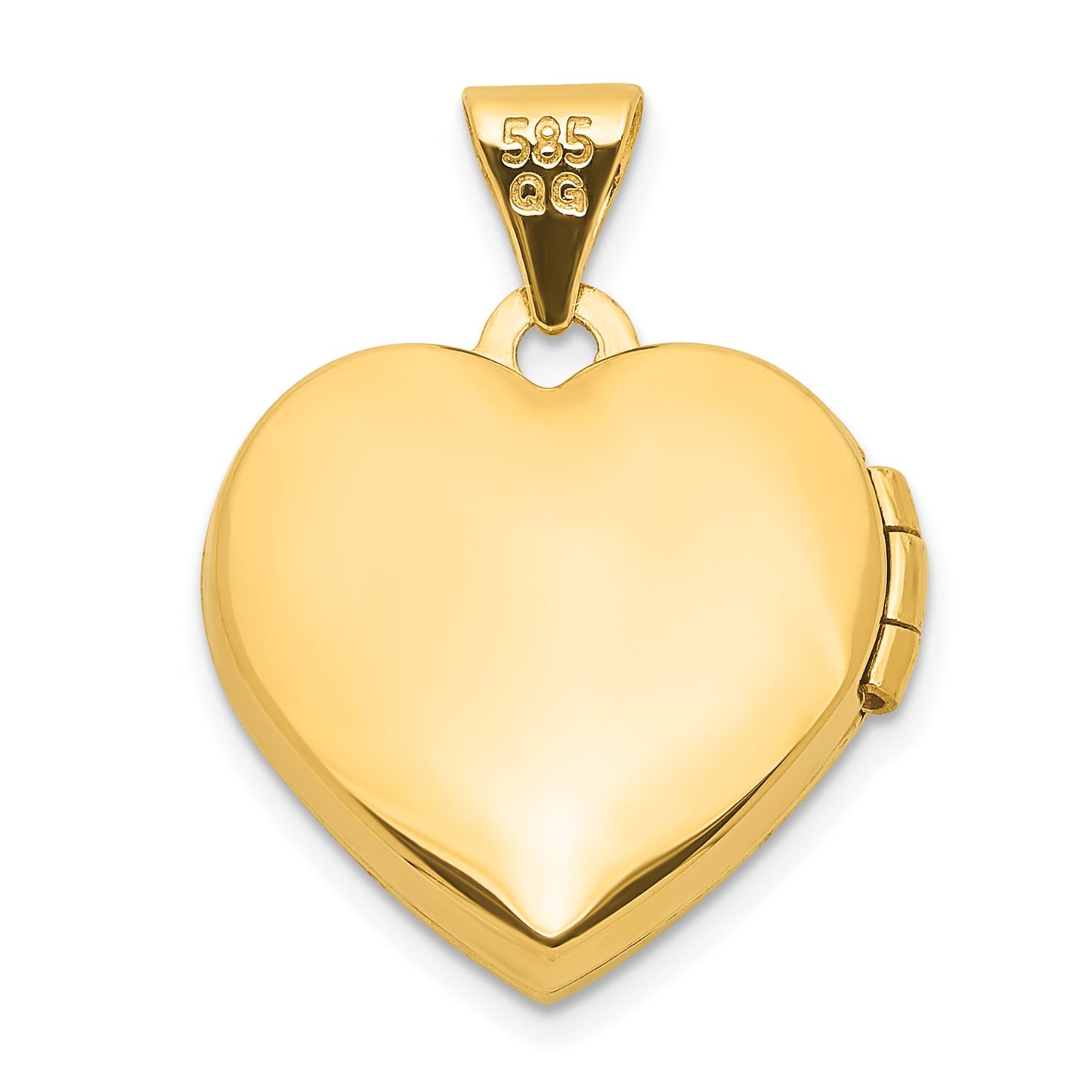 GL 14K w/ White Rhodium Crystal 16mm MOM Heart Locket Pendant