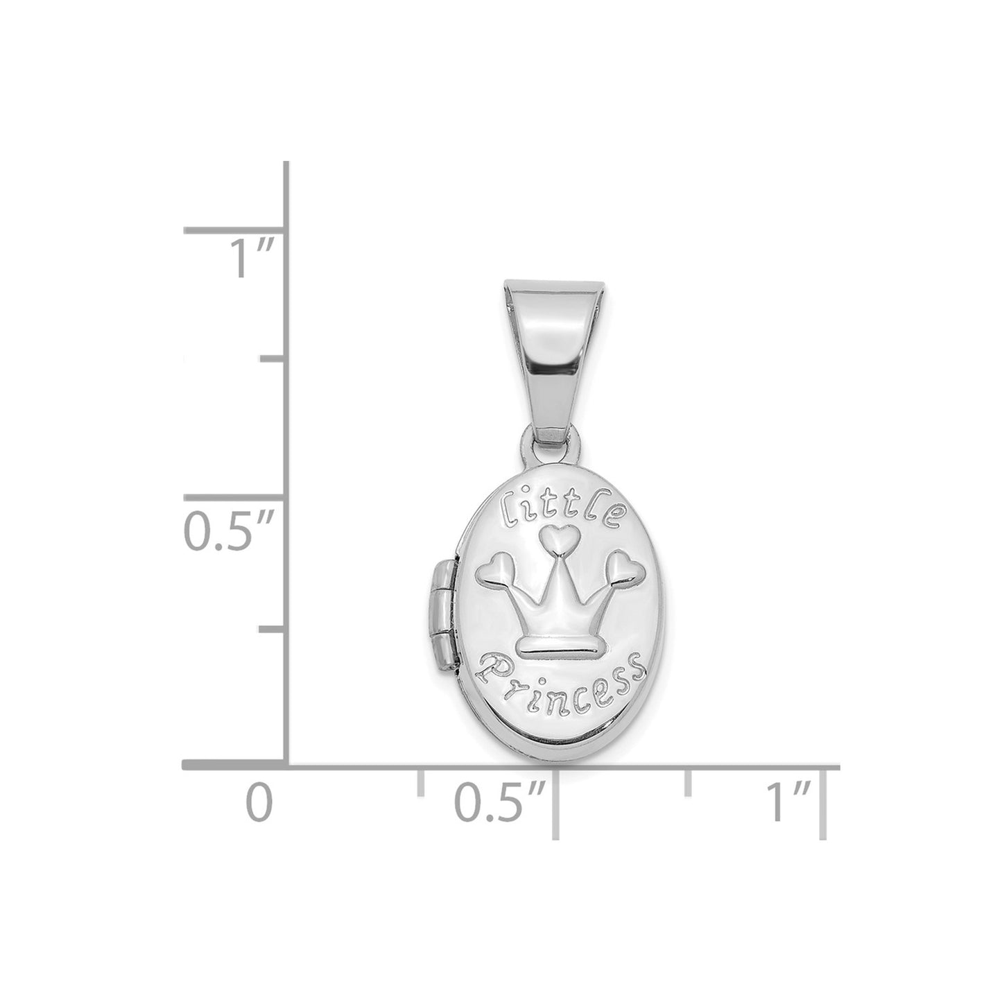 GP 14K White Gold Little Princess 16mm Oval Locket Pendant