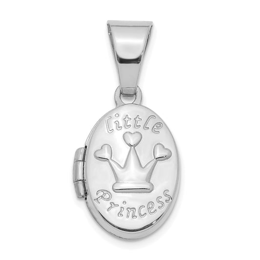 GP 14K White Gold Little Princess 16mm Oval Locket Pendant