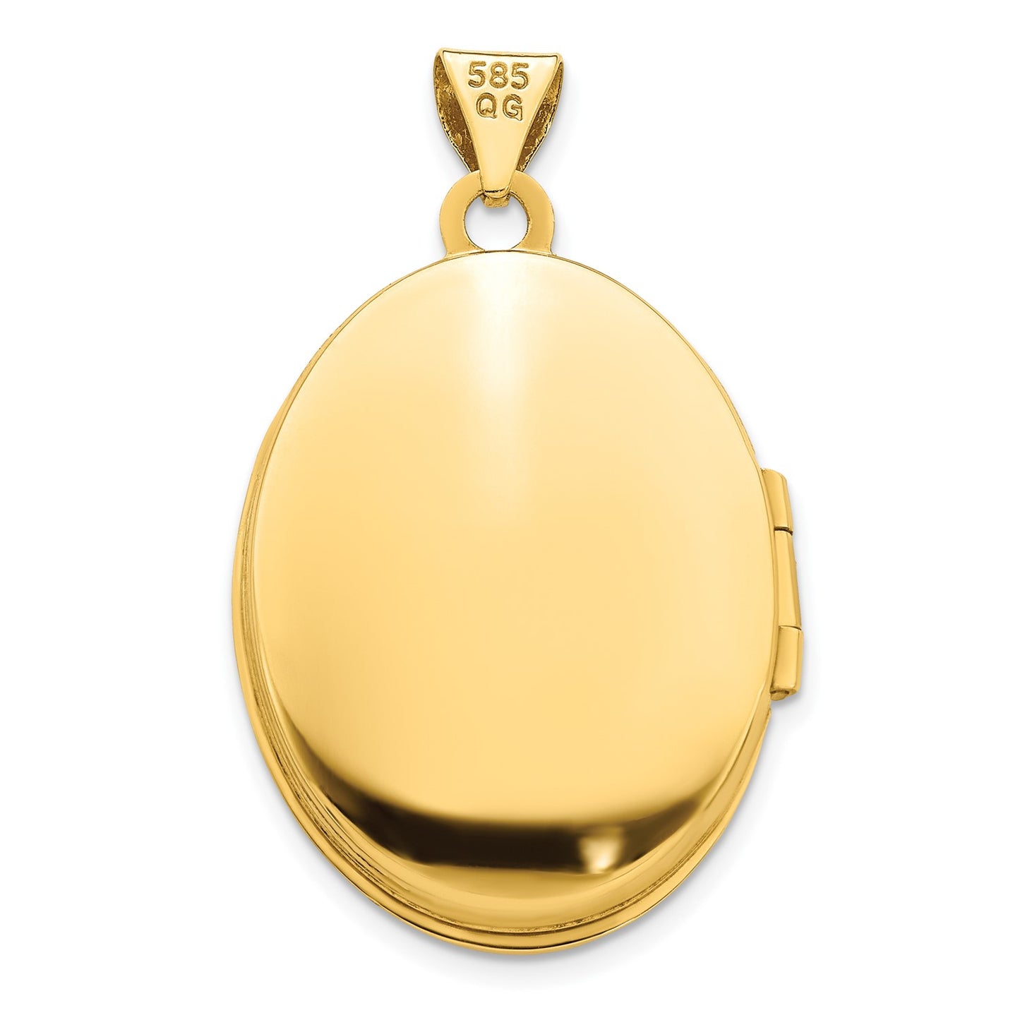DL 14ky w/ White Rhodium Brushed/Polished Diamond Stars Oval Locket