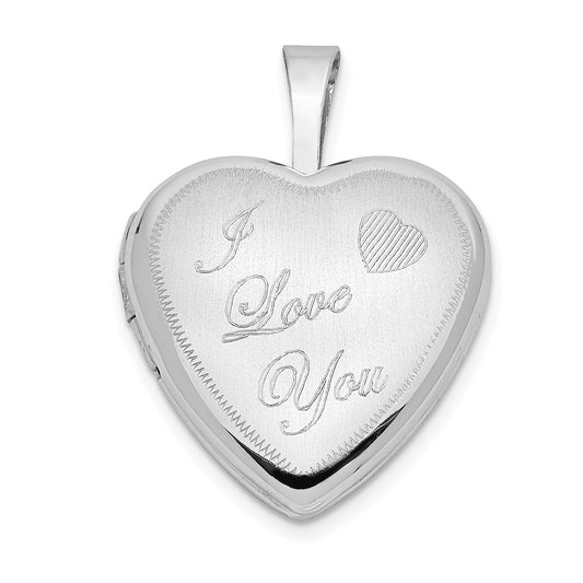 GL 14k White Gold 16mm Satin I LOVE YOU Heart Locket