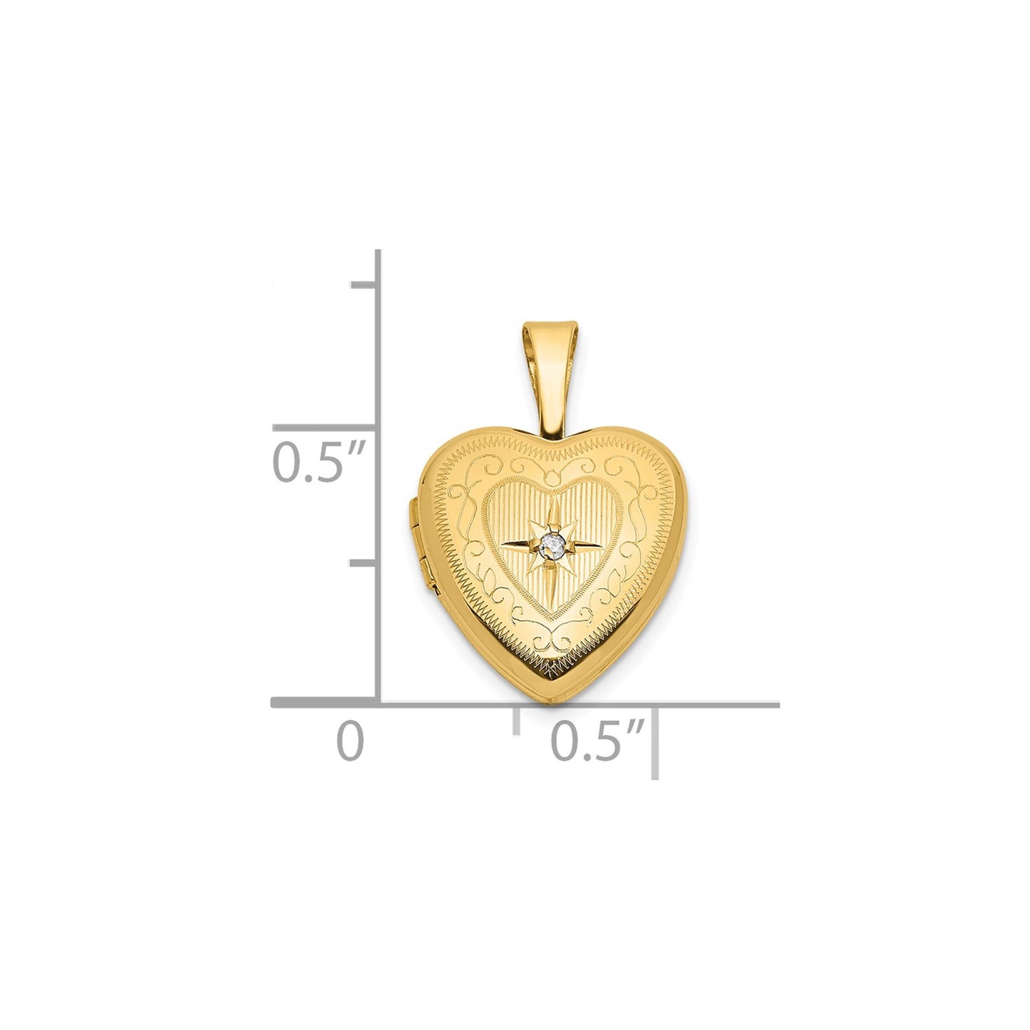 DL 14ky 12mm with .01ct. Diamond Star Heart Locket