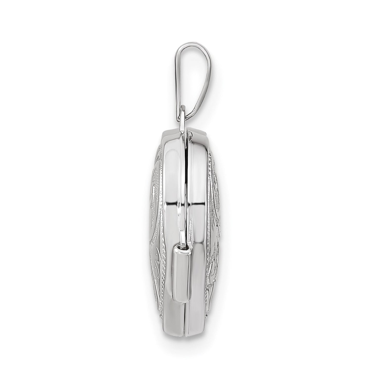GL 14k White Gold Reversible Swirl Design 15mm Heart Locket