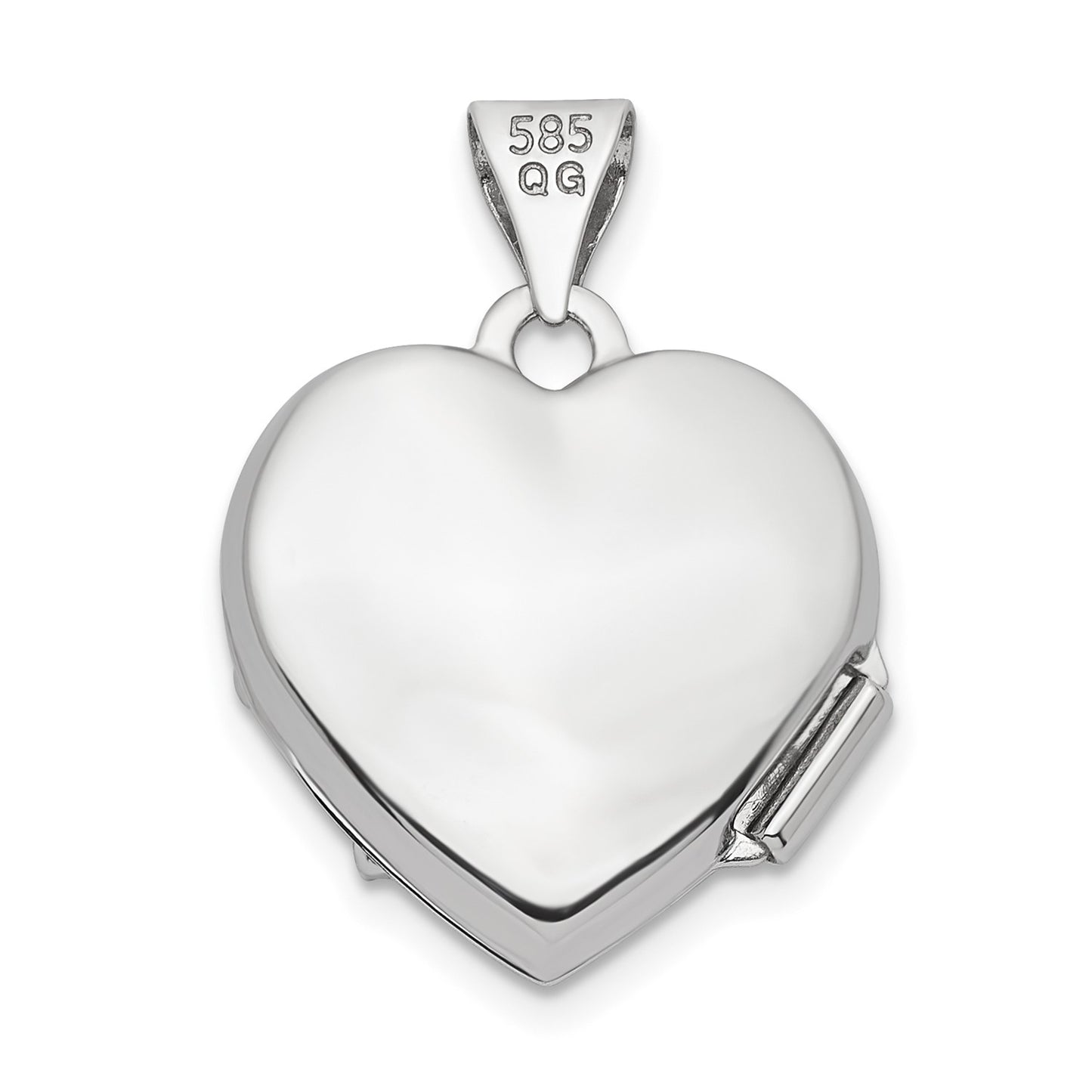 DL 14k White Gold .01ct Diamond 15mm Heart Locket