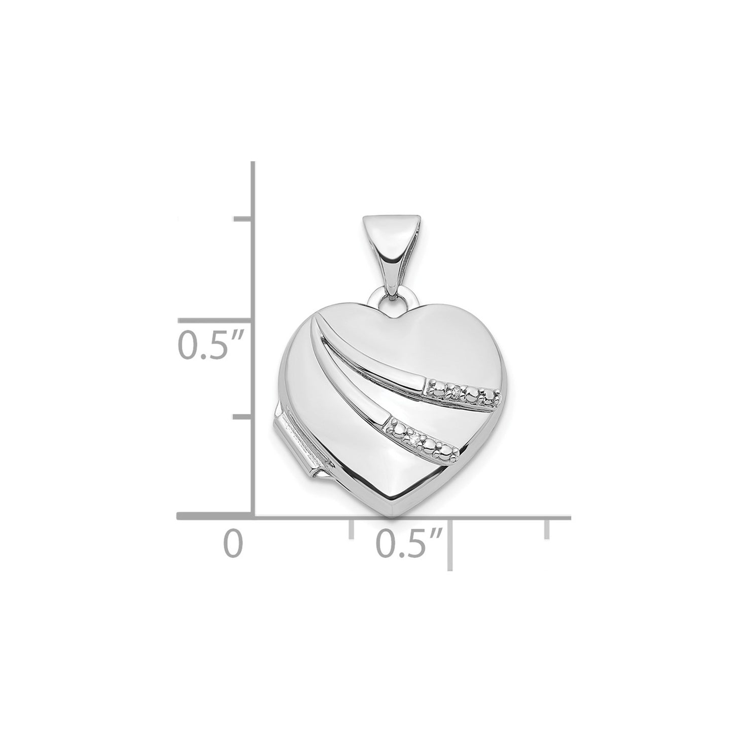 DL 14k White Gold .01ct Diamond 15mm Heart Locket