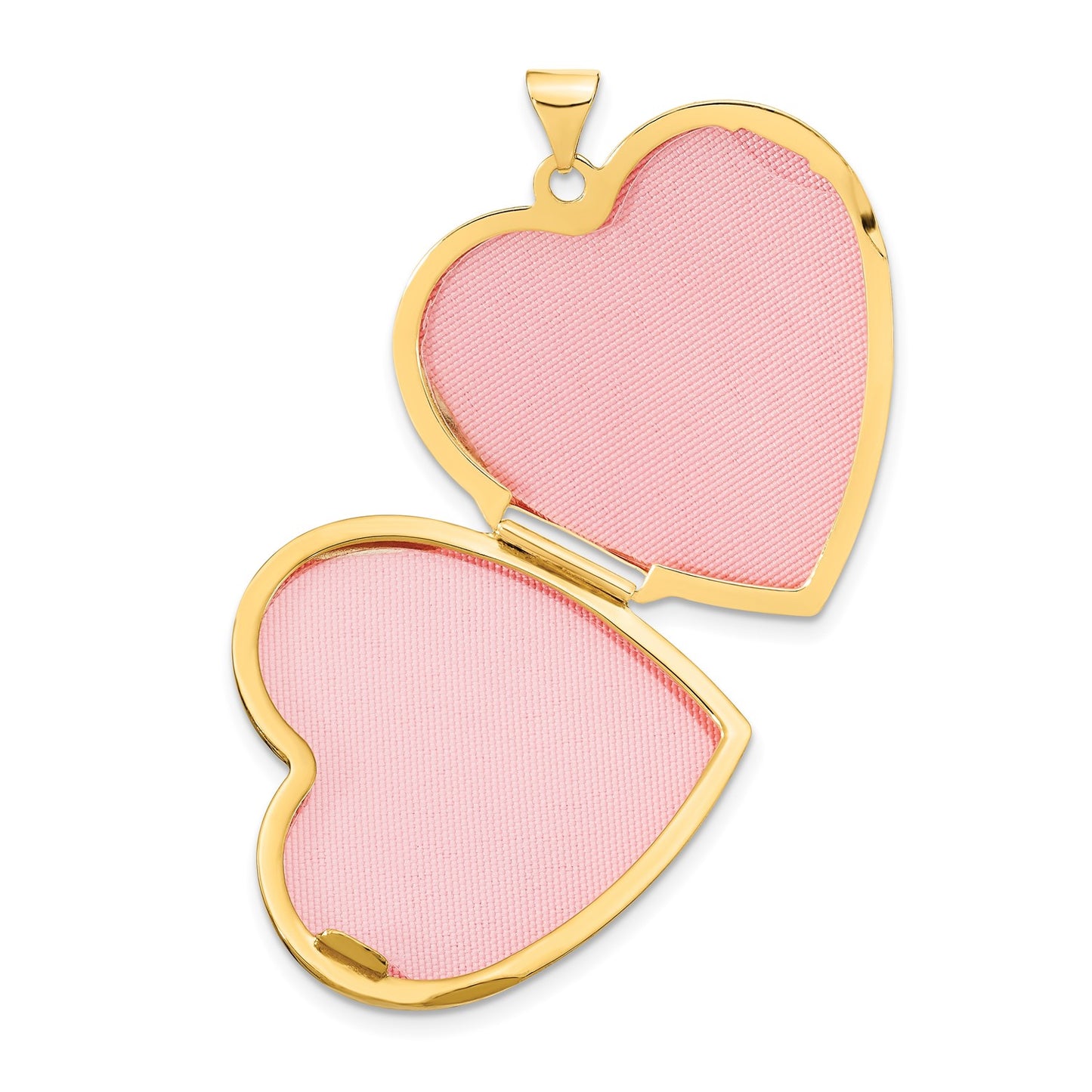DL 14k With White Rhodium Wave Diamond 27mm Heart Locket