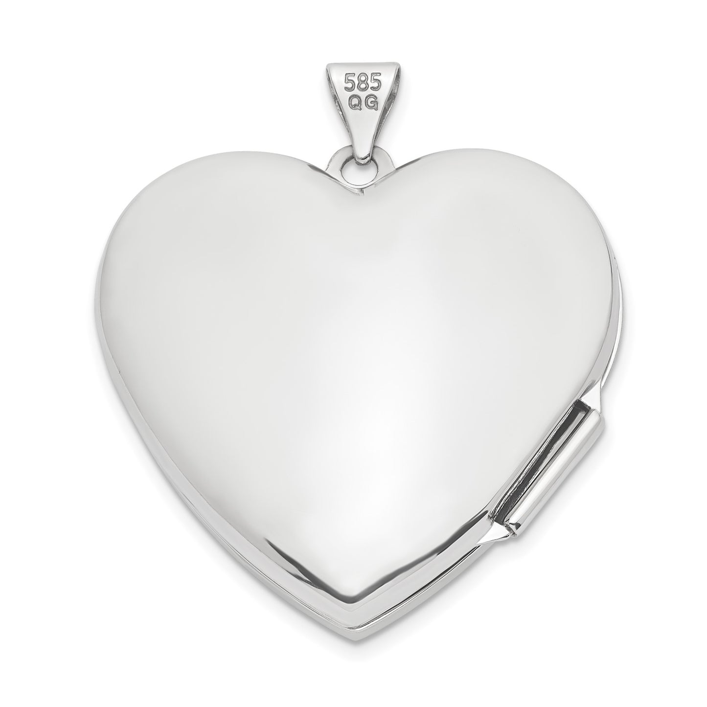 DL 14k White Gold Wave Diamond 27mm Heart Locket