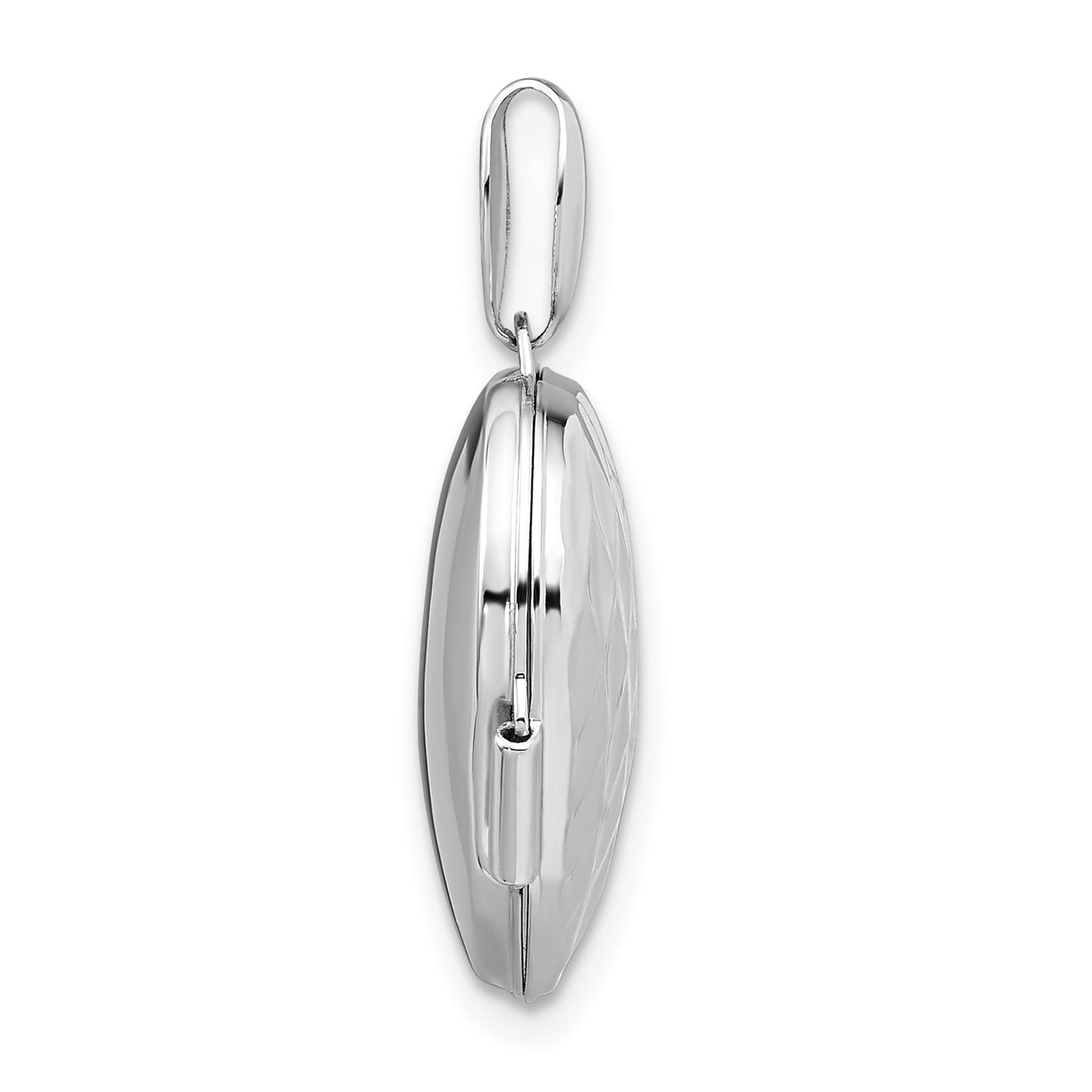 GL 14k White Gold Quilted Texture 18mm Heart Locket
