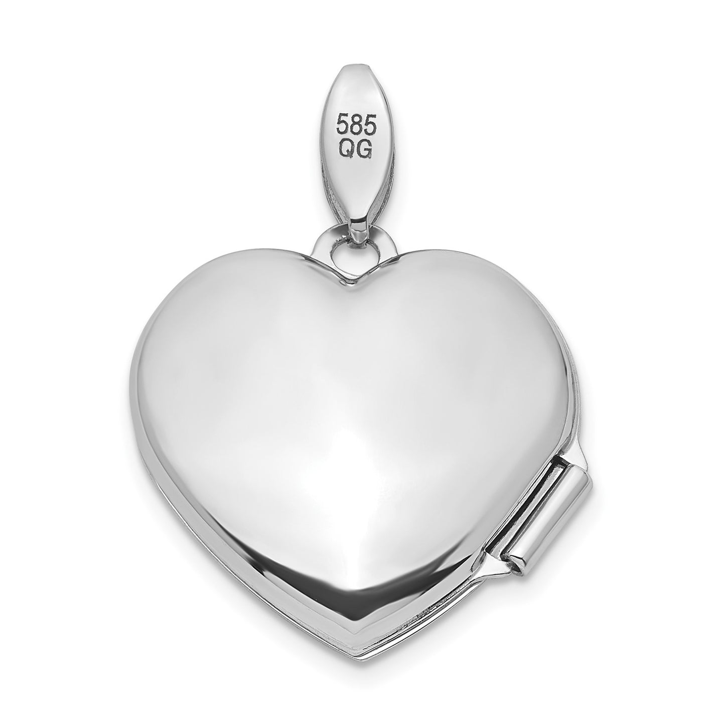GL 14k White Gold Quilted Texture 18mm Heart Locket