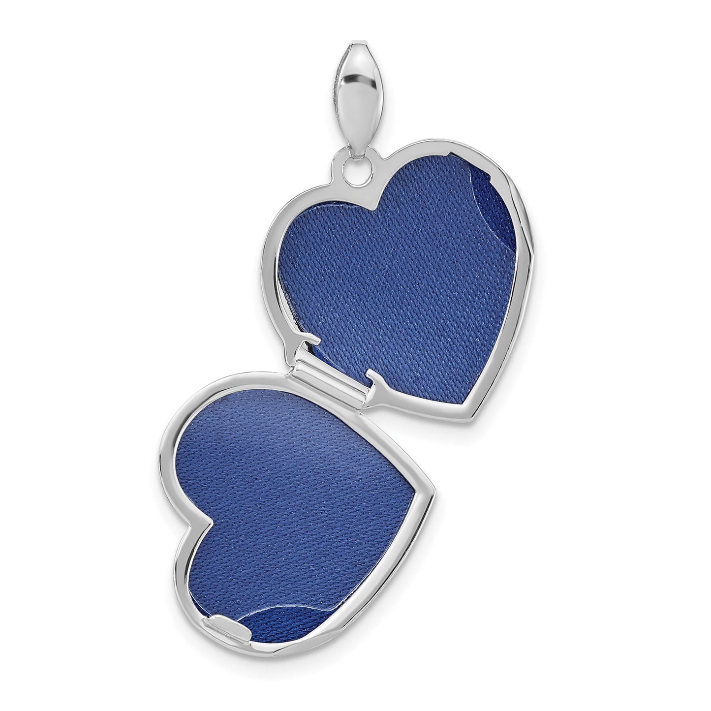 GL 14k White Gold Quilted Texture 18mm Heart Locket