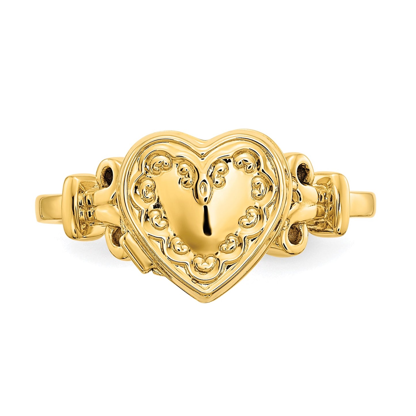 GL 14ky 10mm Heart Shaped (8x8mm Photos) Locket Ring
