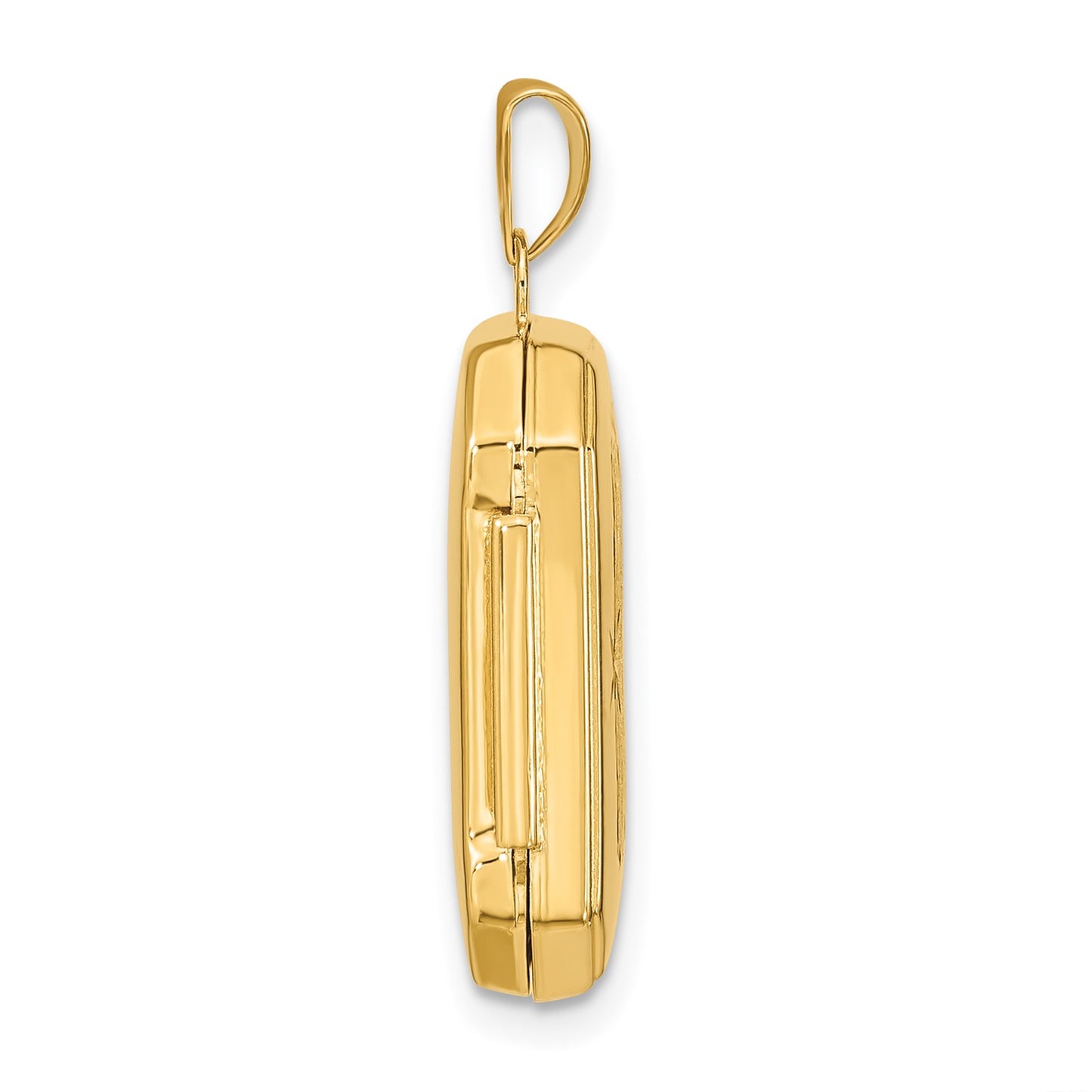 GL 14ky Diamond-cut Brushed 20mm Rectangular Locket