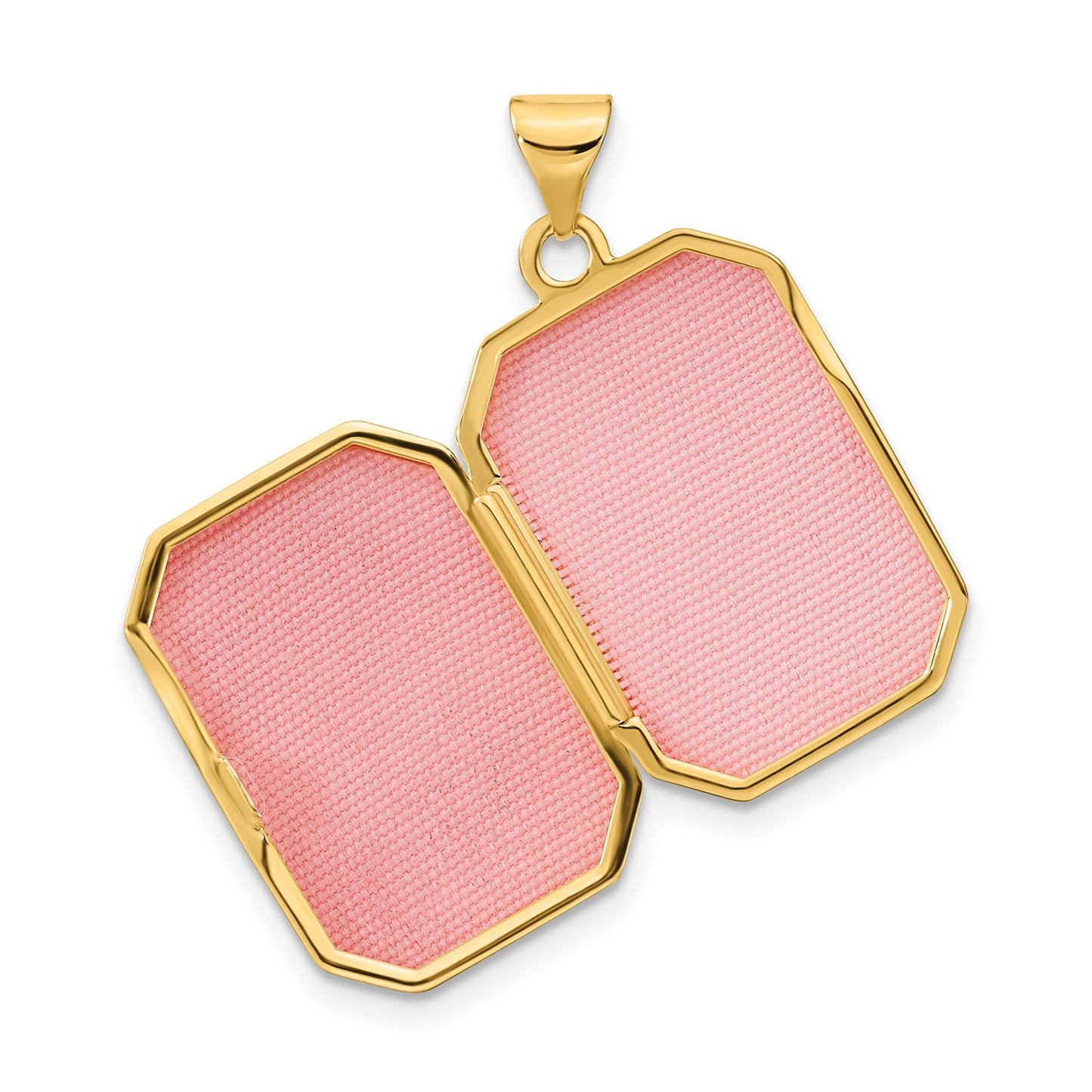 GL 14ky Diamond-cut Brushed 20mm Rectangular Locket