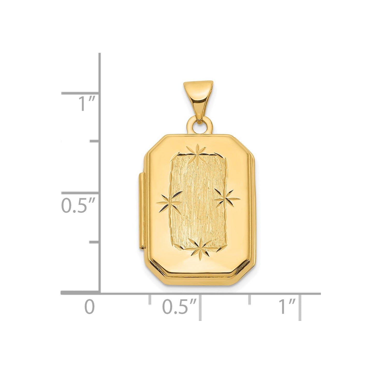 GL 14ky Diamond-cut Brushed 20mm Rectangular Locket
