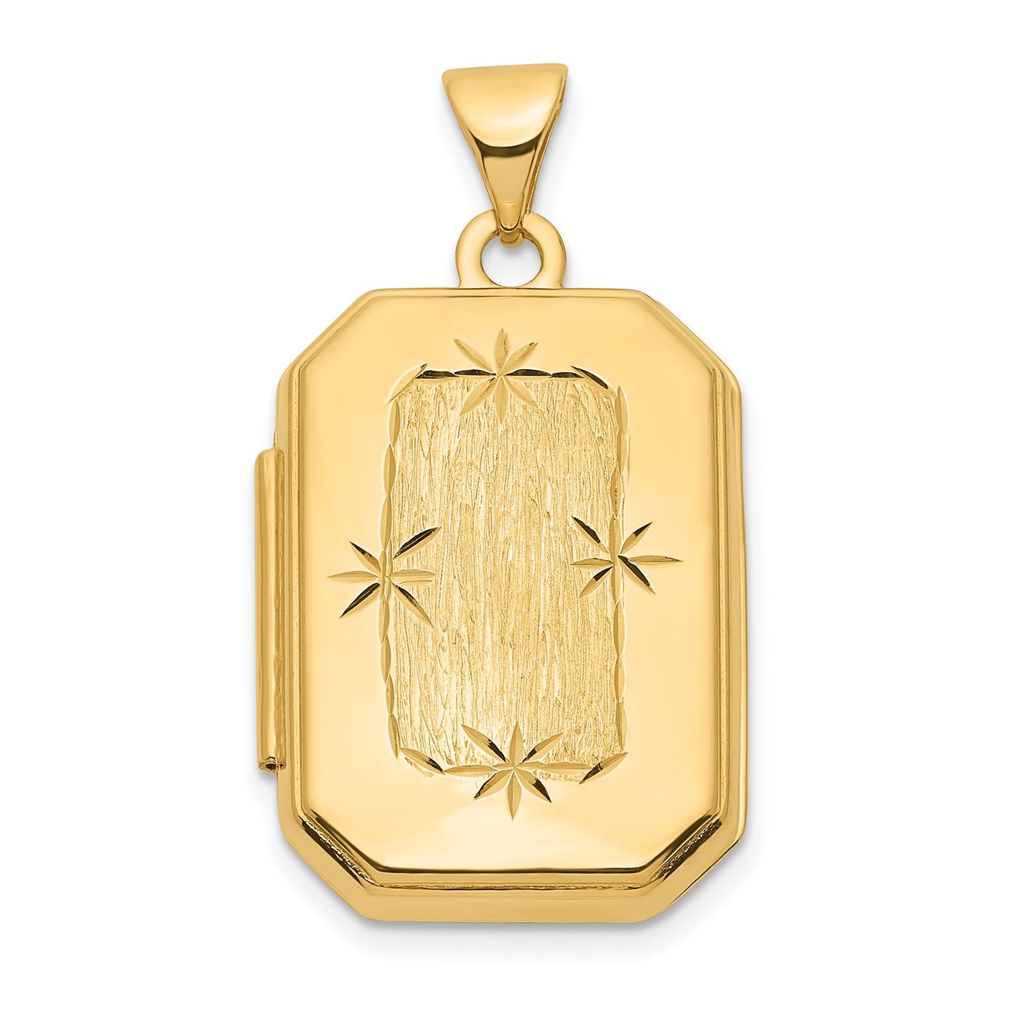 GL 14ky Diamond-cut Brushed 20mm Rectangular Locket