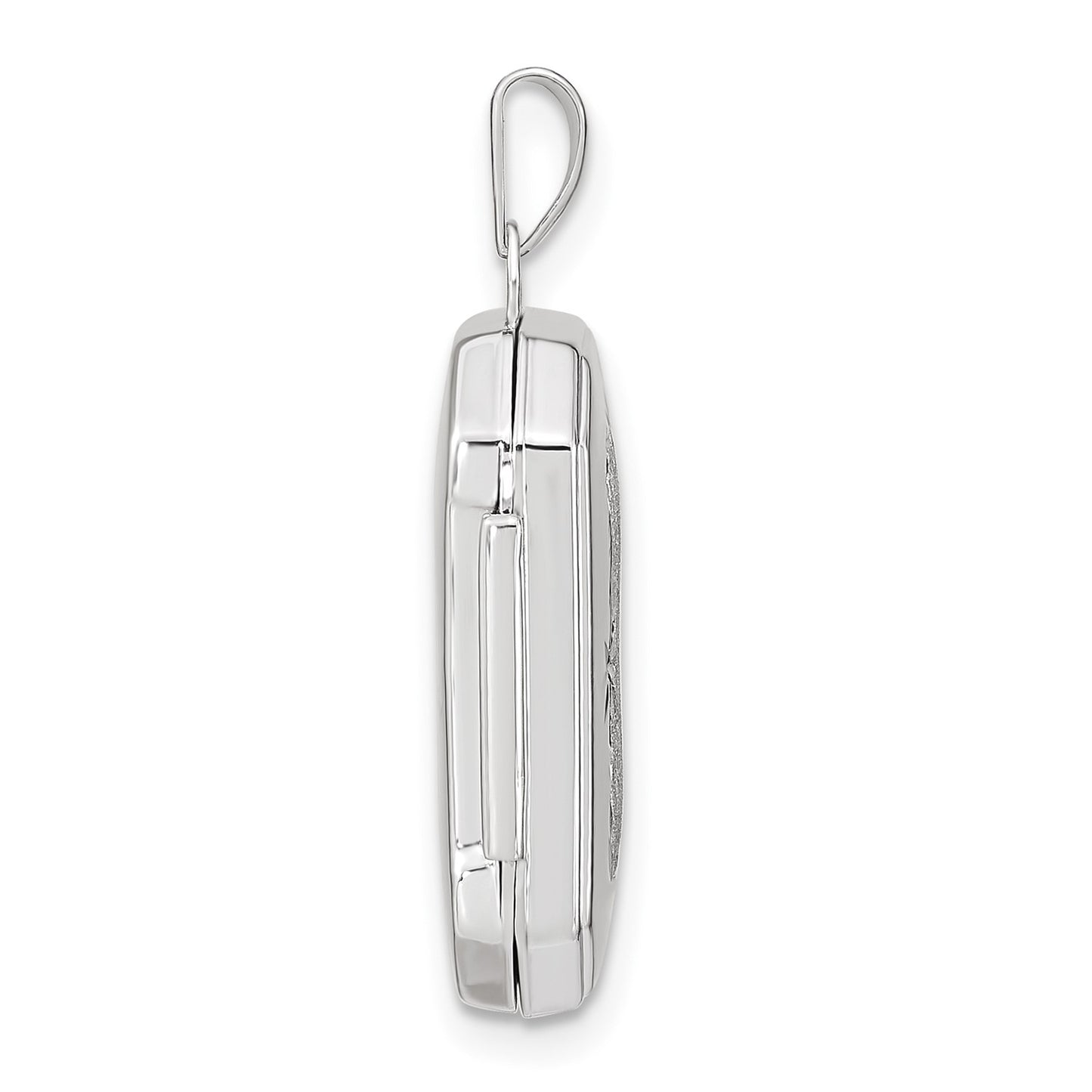 GL 14k White Gold Diamond-cut Brushed 20mm Rectangular Locket