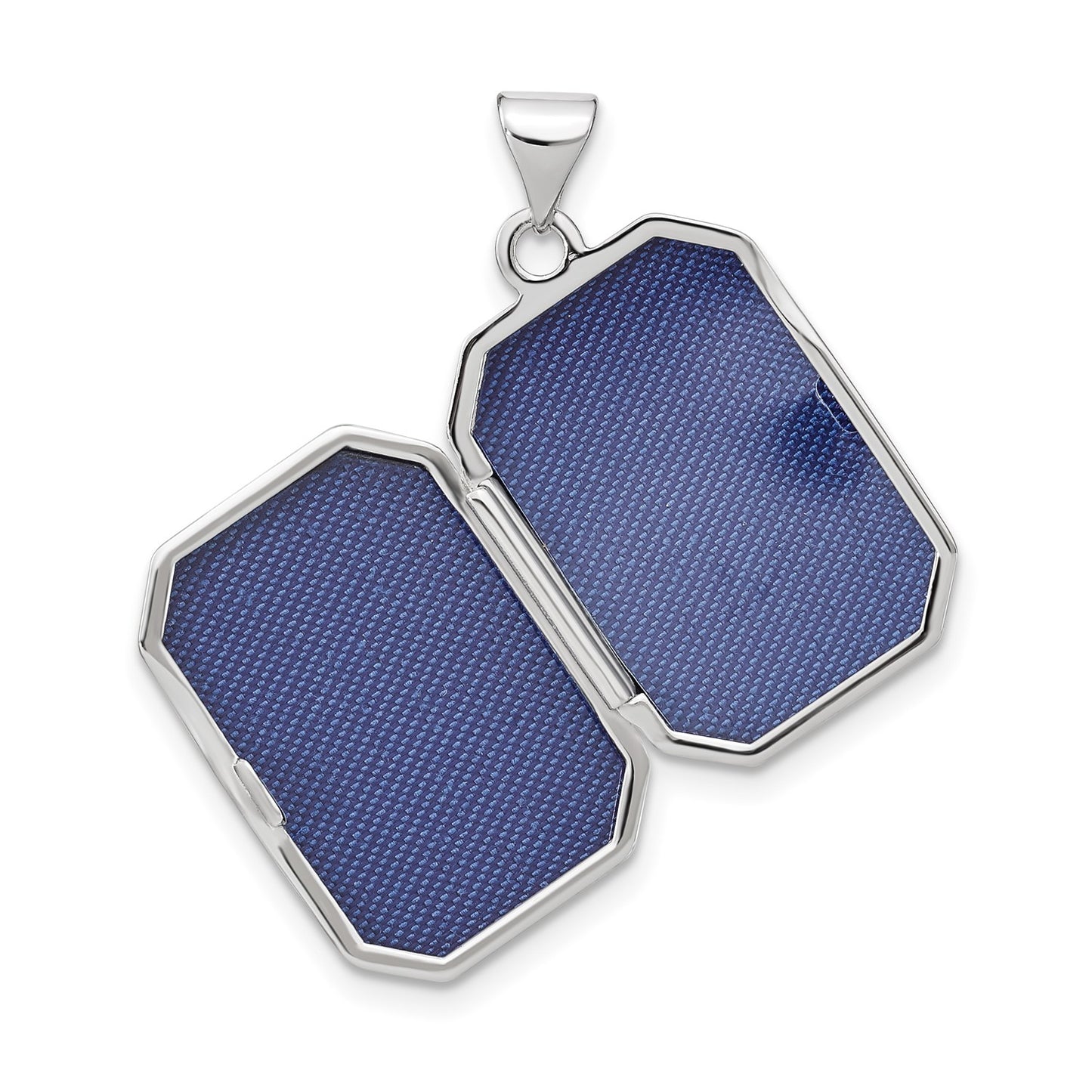 GL 14k White Gold Diamond-cut Brushed 20mm Rectangular Locket