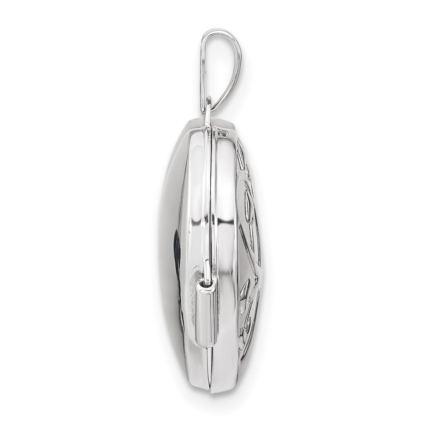 GL 14k White Gold Tree 18mm Heart Locket