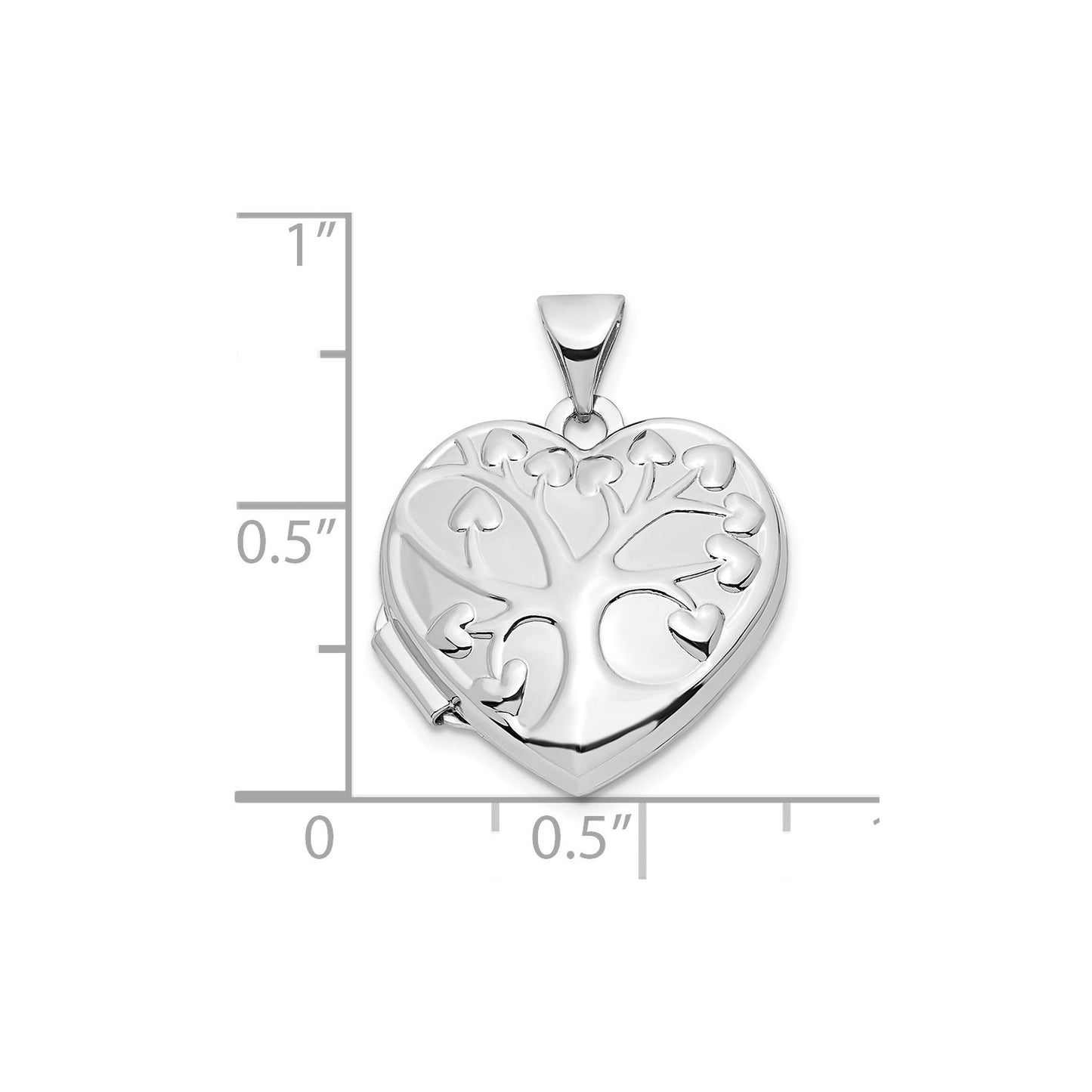 GL 14k White Gold Tree 18mm Heart Locket