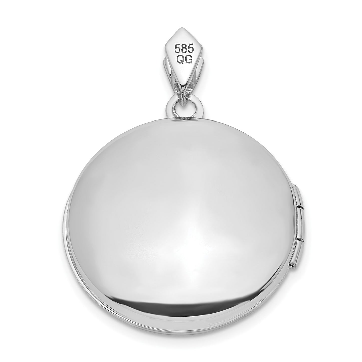 DL 14k White Gold Filigree .01ct Diamond 20mm Round Locket