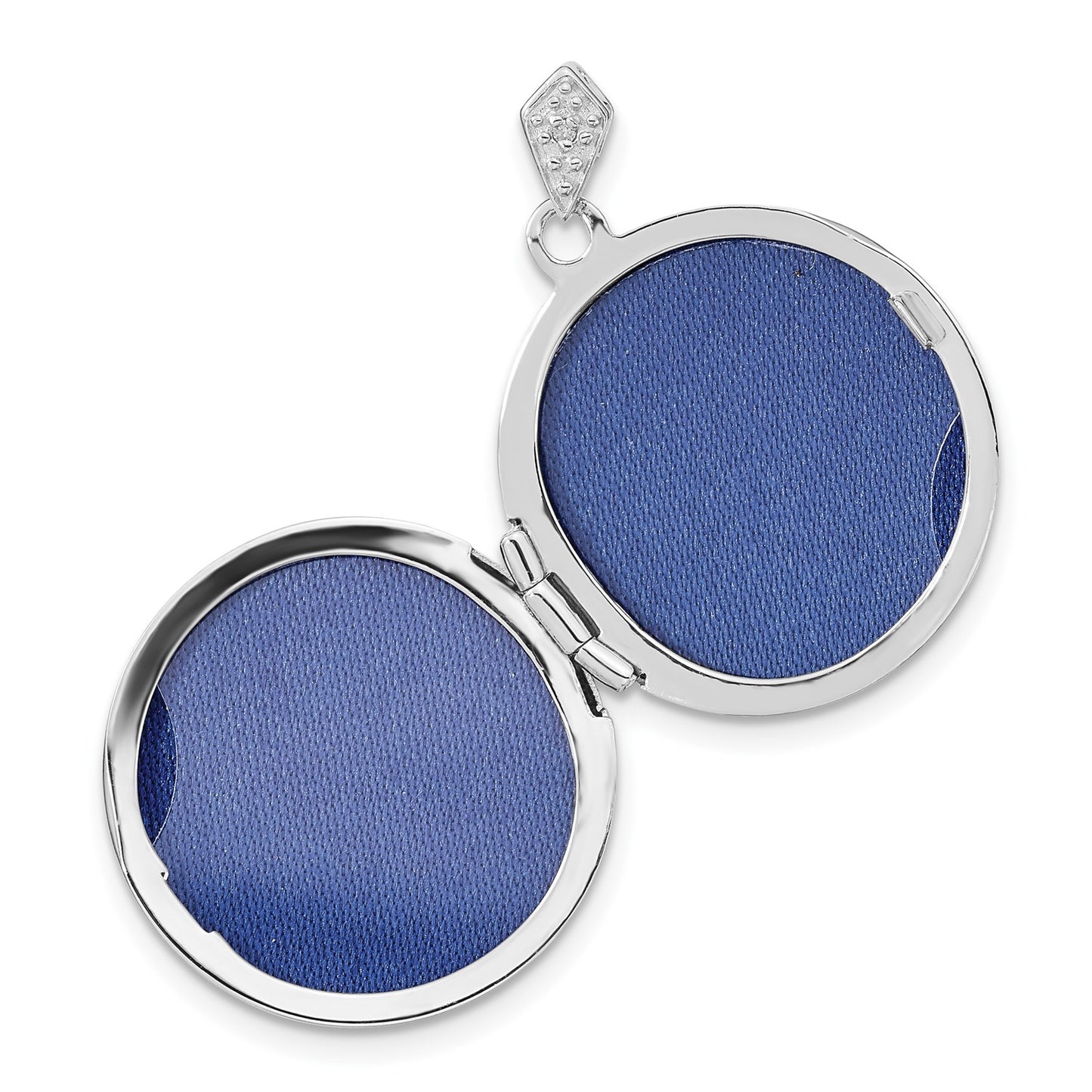 DL 14k White Gold Filigree .01ct Diamond 20mm Round Locket