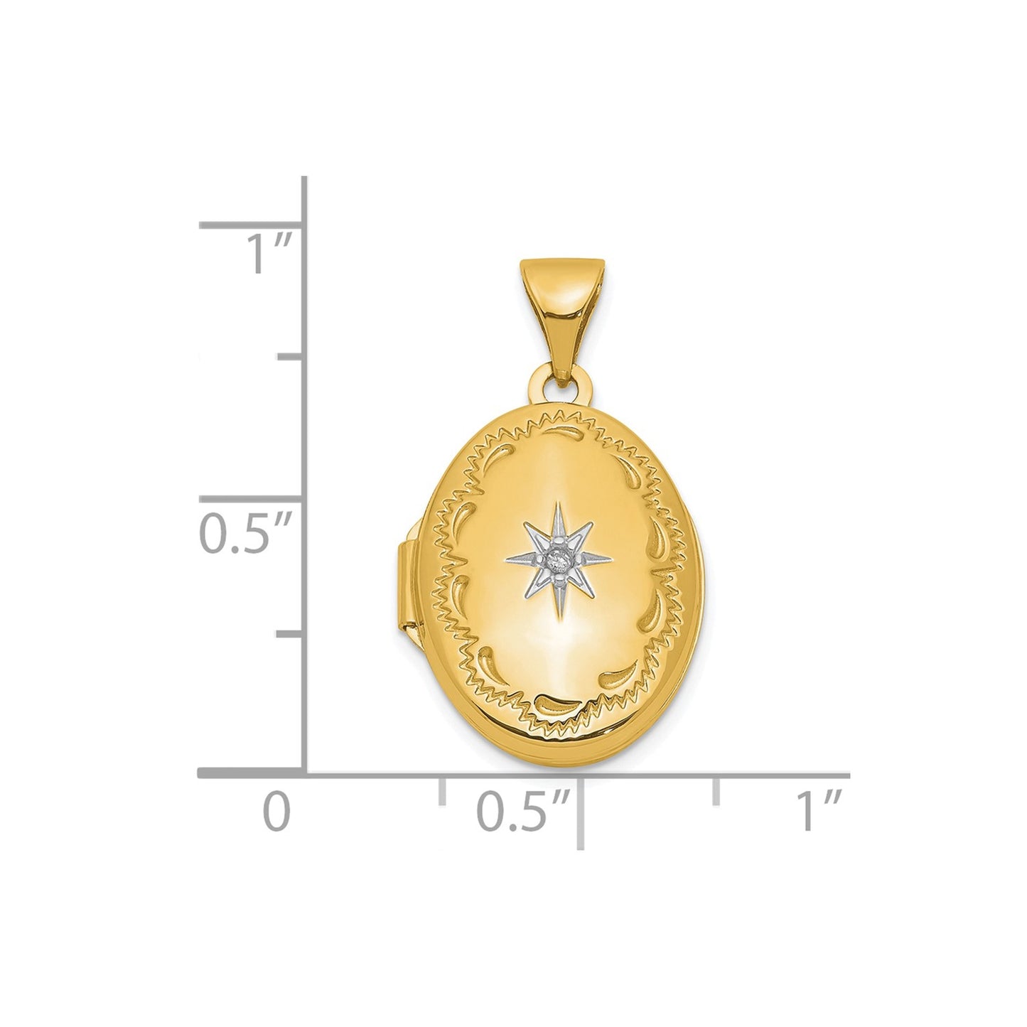 DL 14ky Polished Diamond Oval Locket