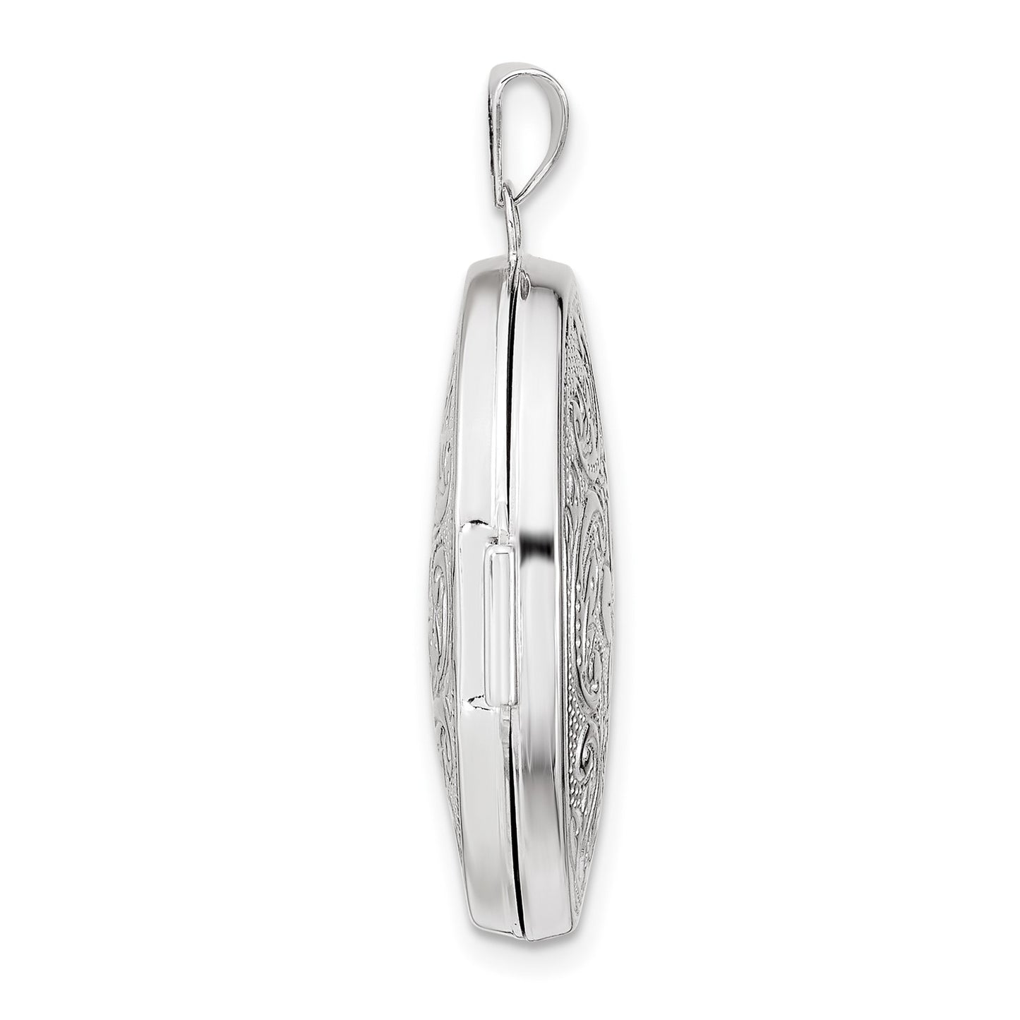 GL 14k White Gold Reversible Swirl Design Floral 26mm Oval Locket