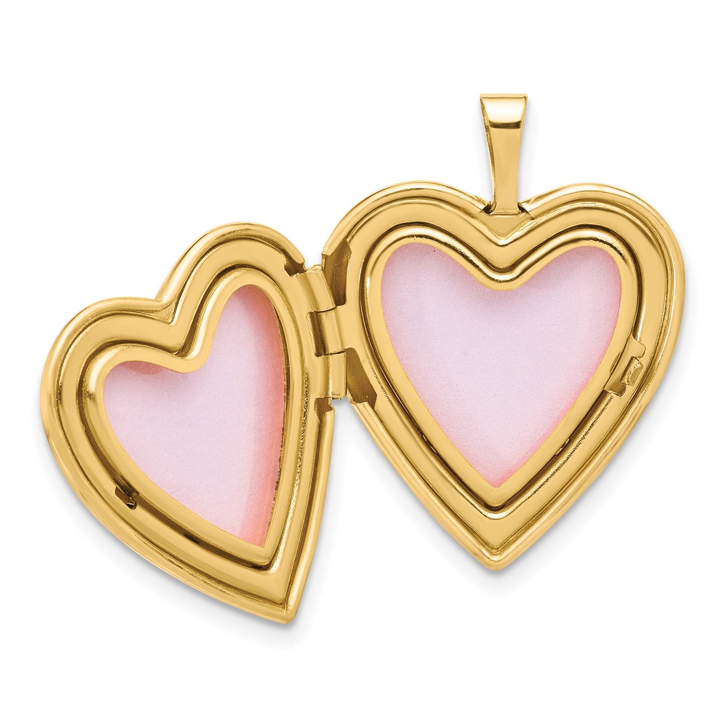 DL 14K 20mm Satin and Polished Diamond Heart Locket