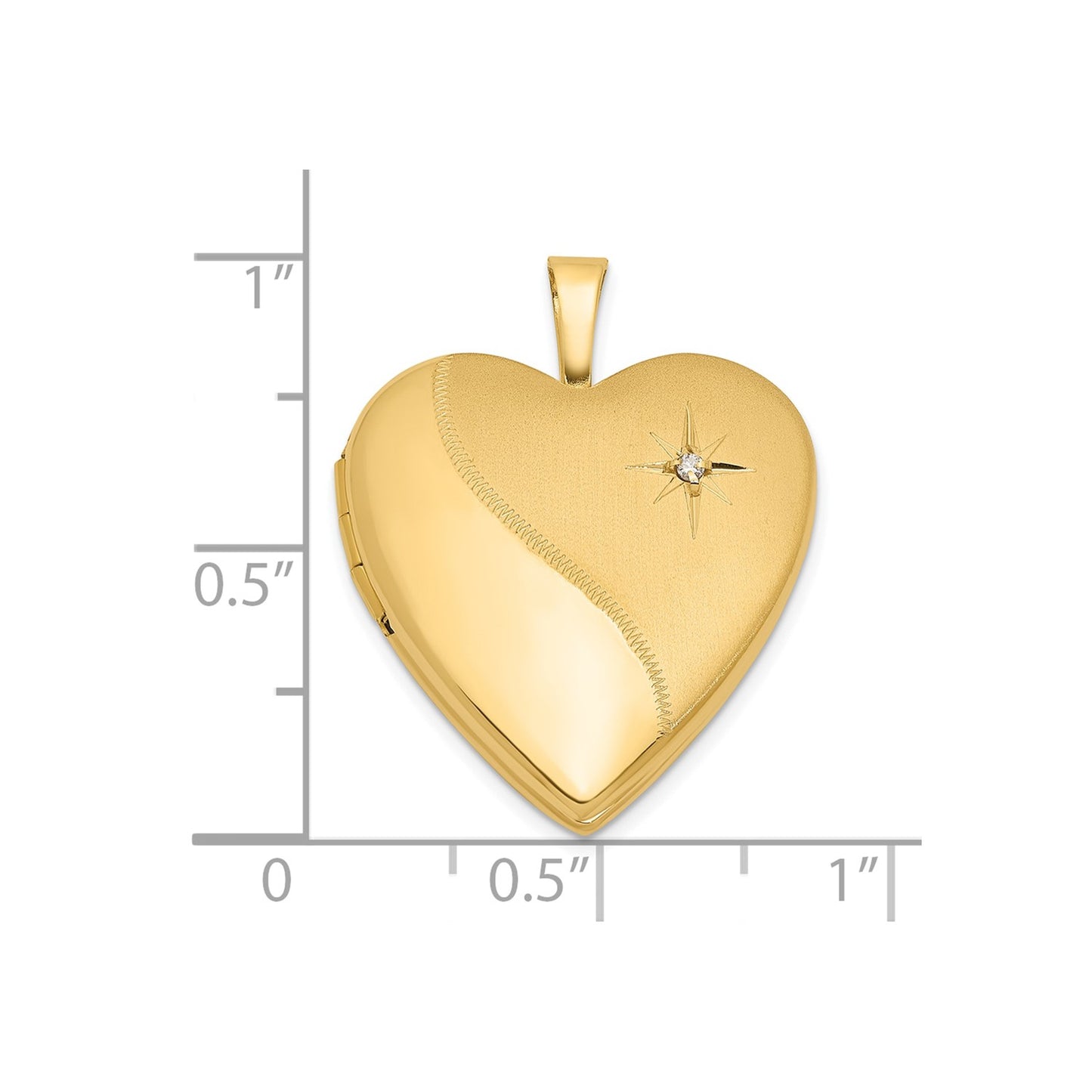 DL 14K 20mm Satin and Polished Diamond Heart Locket
