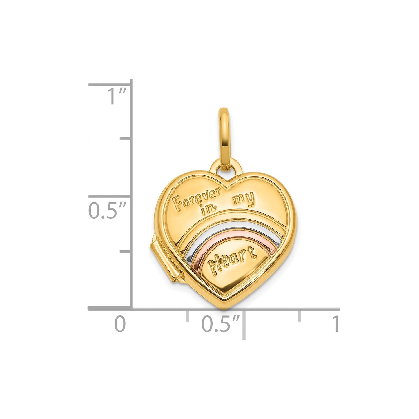 GL 14K with Rose and White Rhodium 15mm FOREVER IN MY HEART Heart Locket