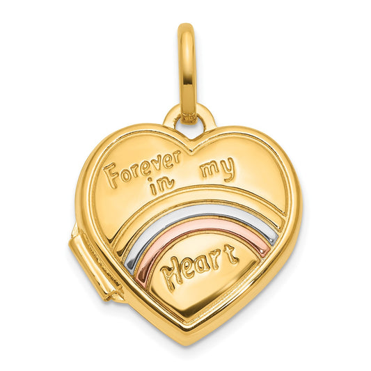 GL 14K with Rose and White Rhodium 15mm FOREVER IN MY HEART Heart Locket