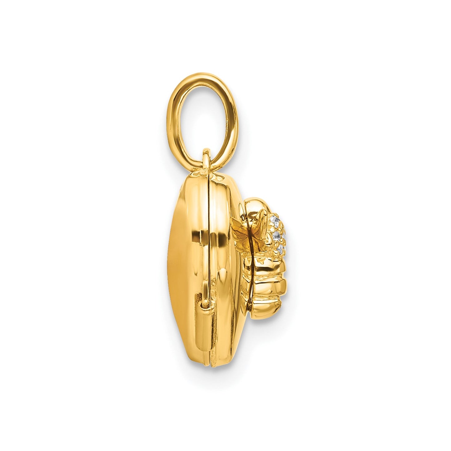 GL 14K Polished CZ Bee Heart 12mm Locket