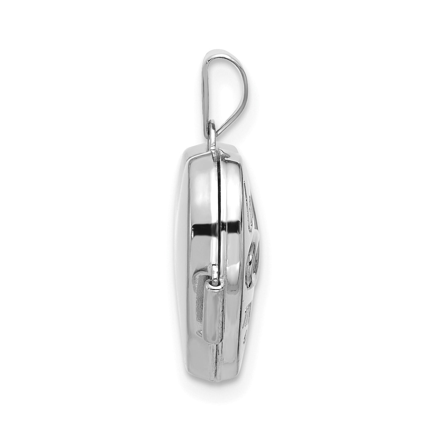 GL 14k White Gold Polished LOVE OF MY LIFE 15mm Heart Locket
